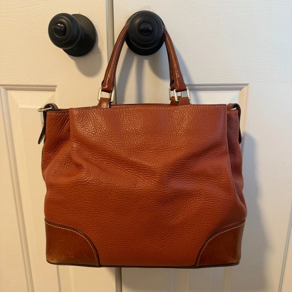 RARE Dooney Bourke Satchel Handbag Pebble Grain Leather Brenna Saddle Purse Bag